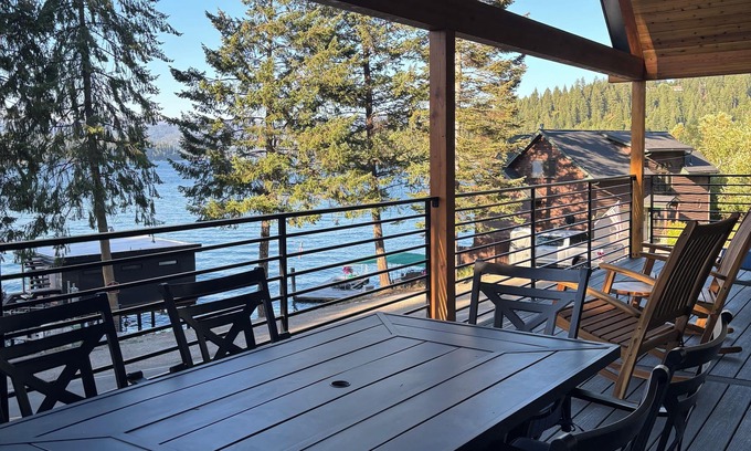Hayden View Estates House | Brand New Modern Chalet on Hayden Lake Sleeps 12 w/Private Dock & Views
