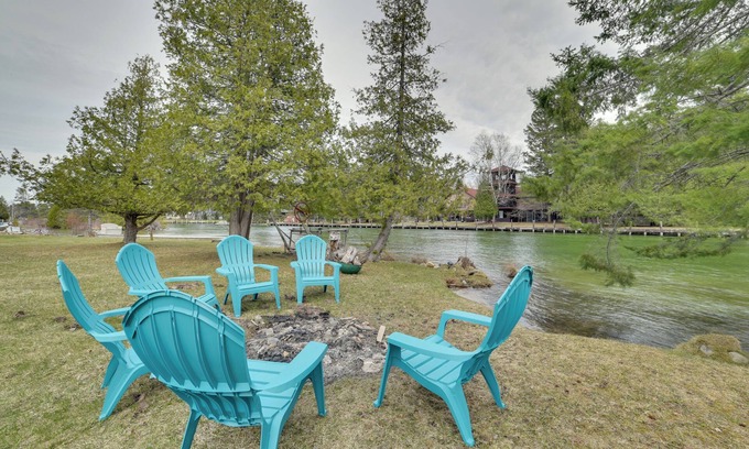 Cheboygan Cabin | Cabin on Inland Waterway River w/Boat Dock!