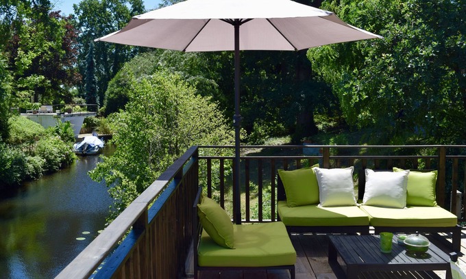 Cazaux House | Cabin-style house on the Cazaux canal (15 min from Arcachon) with private pontoon