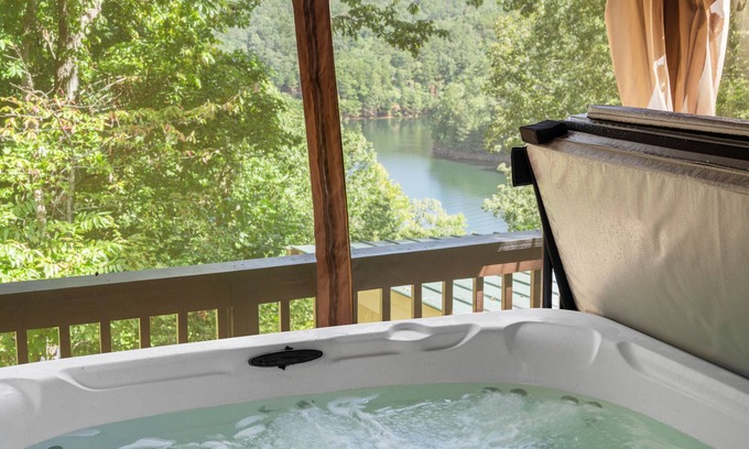 Ellijay Cabin | Cabin with hot tub & stunning lake and mountain views throughout