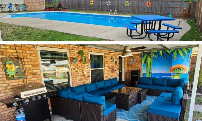 Lake Charles House | CAJUN OASIS 6br Retreat w/pool 3mi from Casinos and Interstate 210