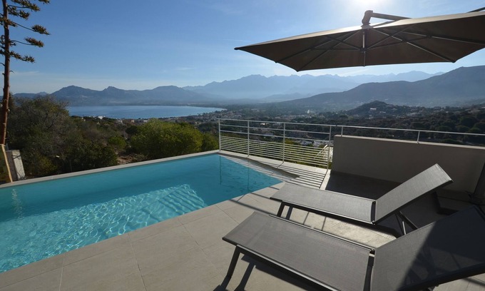 Calvi Villa | CALVI, MAGNIFICENT CONTEMPORARY VILLA WITH SEA VIEW AND HEATED POOL
