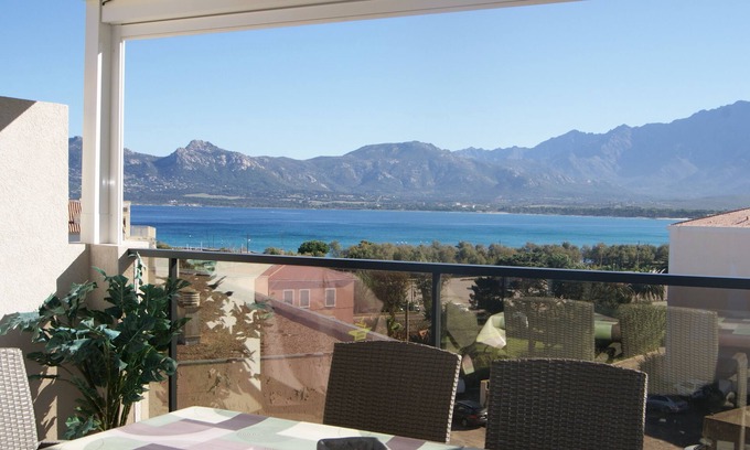 Calvi Apartment | Calvi, magnificent sea/mountain view, 200m beach, large terrace, beautiful rooms