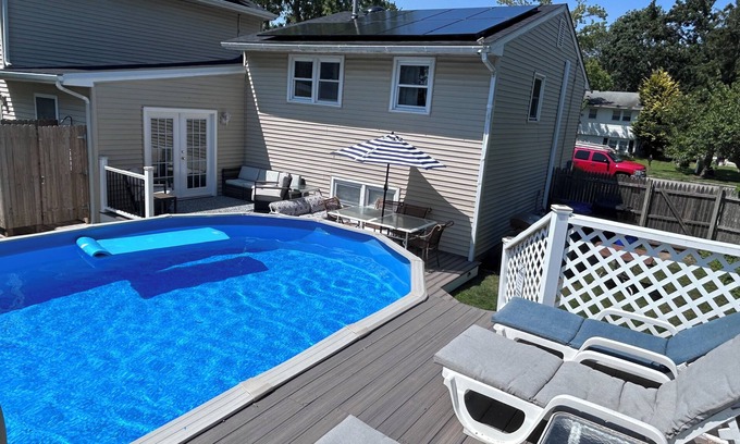 Lower Township House | Cape May 4 Bed Pool Oasis,Dog Friendly, Sleeps 10, Outdoor shower + Firepit + EV