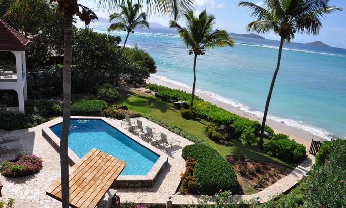 Spanish Town Villa | Caribbean Wind, 6 bedroom luxury beachside villa Mahoe Bay.