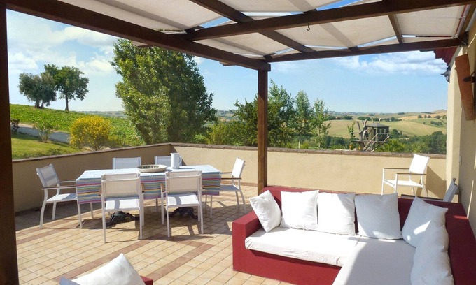 Montecarotto Apartment | Casa-Montale 1/5Terrazza, typical country house, gr. Pool, secluded location, panoramic views