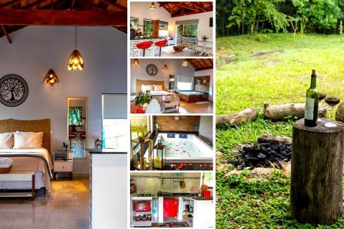 Costas House | Chalé Canto do Galo 1 - Hidro da Jacuzzi, Lareira Ecológica, Cozinha Completa, Wi-Fi 80mbps, próximo a comércio local e relaxando ao som do riacho