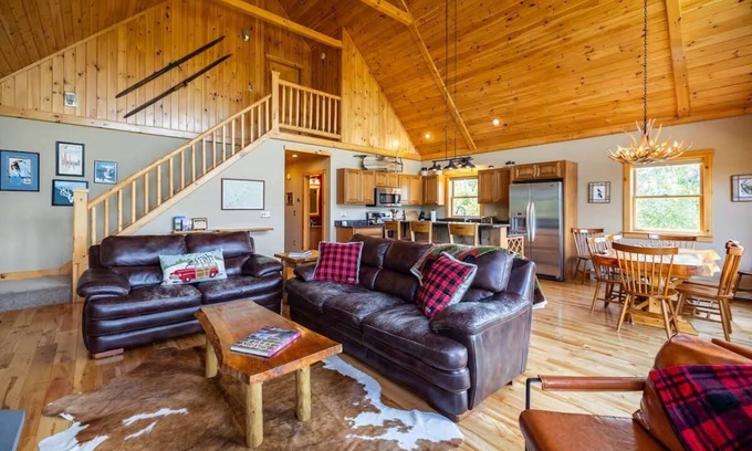 Bethel Ski Chalet | Chalet with Stunning Views, Hot tub, Cozy Fireplace, and Game Room!