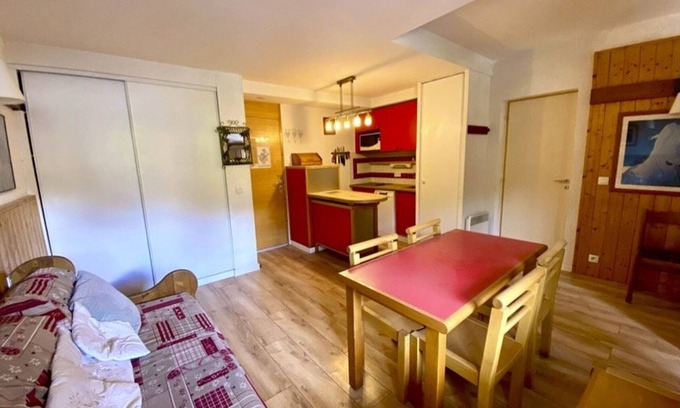 Plagne 1800 Apartment | Charming 1BR Apt with South-Facing Balcony, Parking, and Mountain Views in Plagne 1800