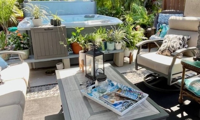Fort Myers Condo | Charming 2-bedroom condo North Fort Myers private outdoor courtyard and hot tub