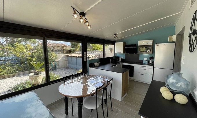 Saint-Cyprien Plage Villa | Charming 2BR Villa with Mezzanine, AC, Veranda, and Garden – 800m from Beach in Saint-Cyprien