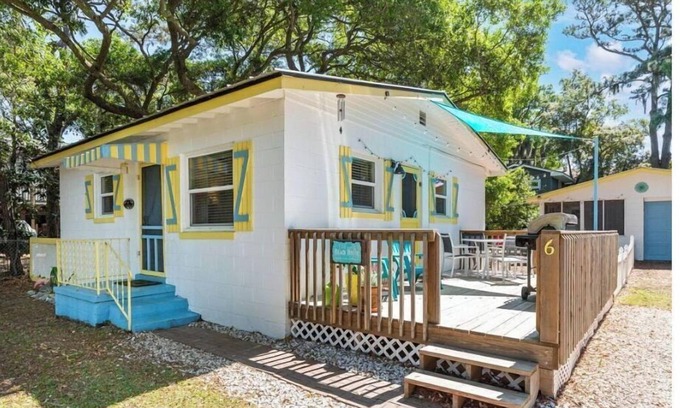 Tybee Island House | Charming, 50's Era Beach Cottage. Pet Friendly. Fenced Yard. Hot Tub.