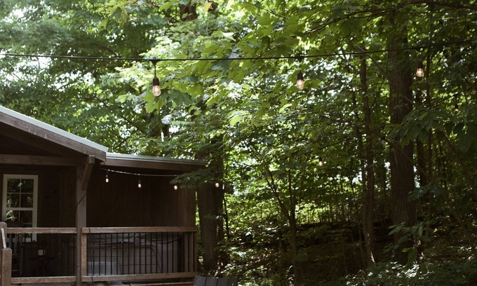 Beach City Cabin | Charming cabin for 2, with private hot tub and peaceful creek