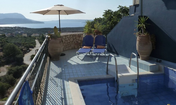 Kokkinon Khorion House | Charming Chania area villa with panoramic sea views and private pool. Sleeps 5