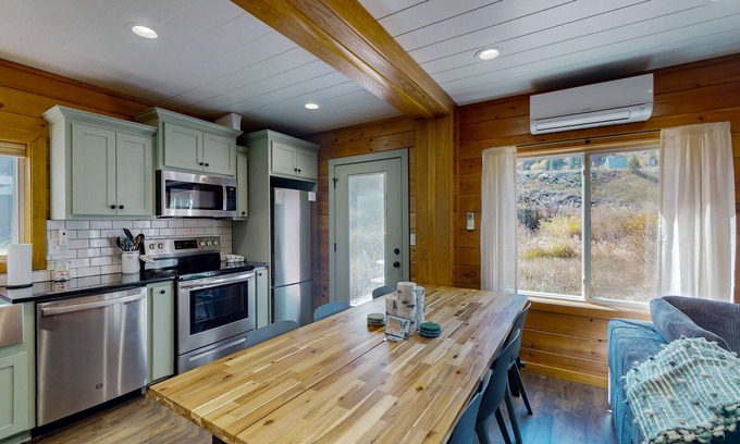 Old Town House | Charming container home steps from the slopes with W/D, gear storage, & mtn view