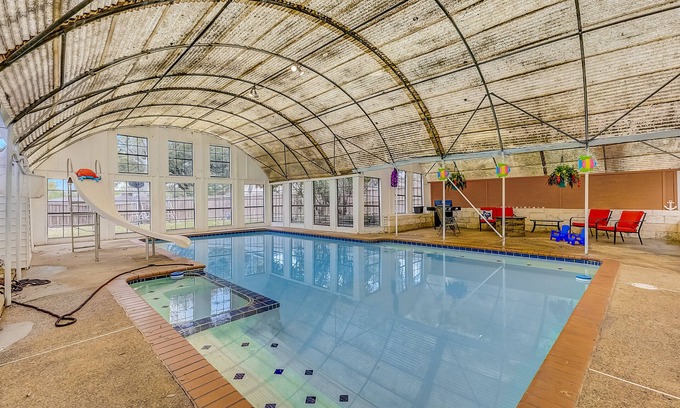 Garland House | Charming home with private indoor pool, foosball, firepit, and grill