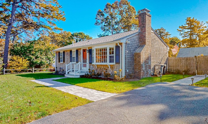 South Dennis House | Charming home with private pool, deeded bay access, firepit, & W/D