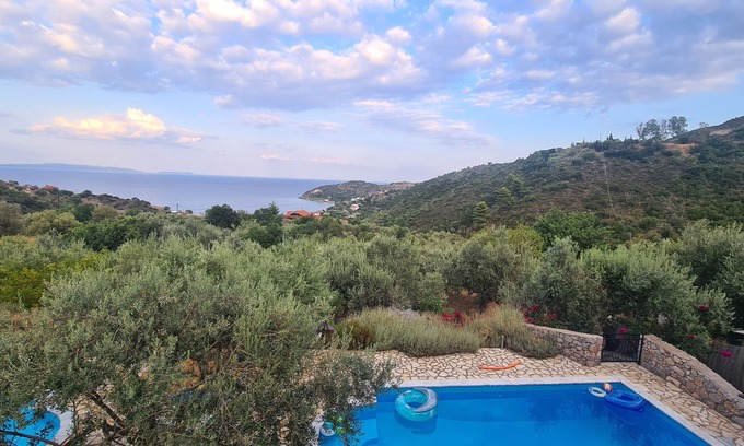 Livadi House | Charming Peloponnesian villa nestled among olive trees. Sea view.