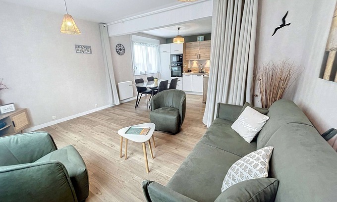 Jullouville-les-Pins Apartment | Charming Renovated Apartment, Central Jullouville, 1 Bed, 4 Guests, Parking, 100m from Beach
