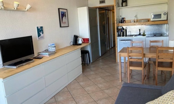 Arc-2000 Apartment | Charming Studio facing Mont Blanc ARC 2000, ski-to-door departure, 30 m2, 5 people