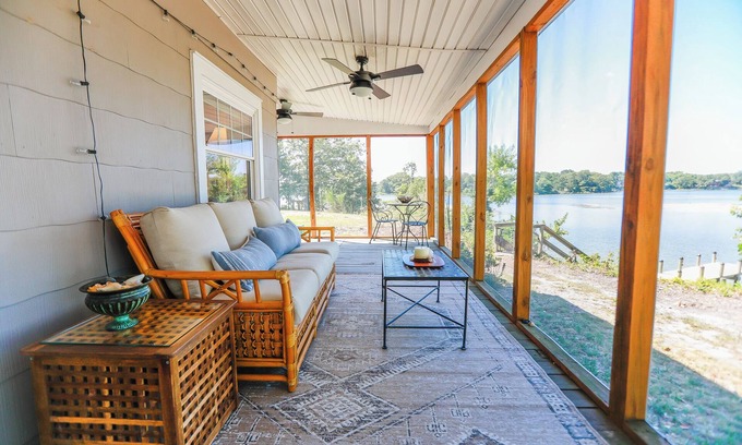 Edwardsville Cottage | Charming Waterfront 3-Bedroom Cottage with Hot Tub, Kayaks, Workspace, Fishing