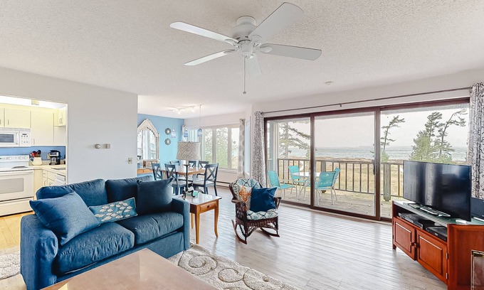 Glen Arbor Condo | Cheery beachfront condo in Glen Arbor's Homestead Resort with deck & fireplace