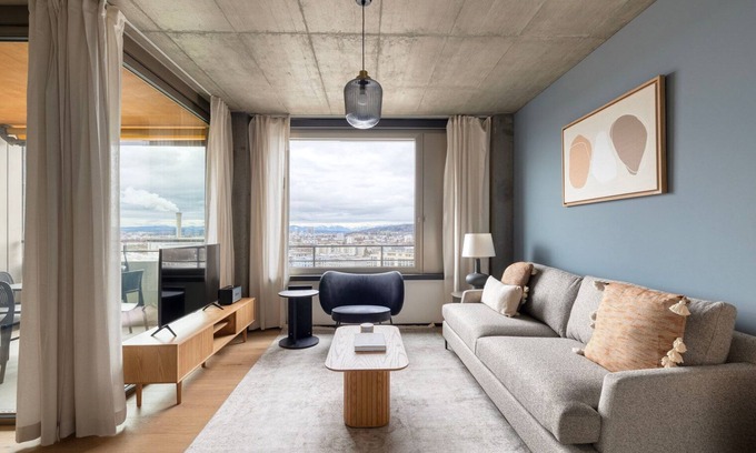 Seebach Apartment | Chic Oerlikon 1BR w/Storage & W/D, nr Market & Tram, by Blueground
