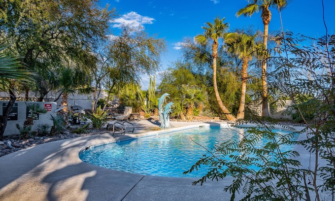 Paradise Villa | Chic Poolside Retreat: 20K Recent Reno, Stunning Hardscape, Pet-Friendly Vibes