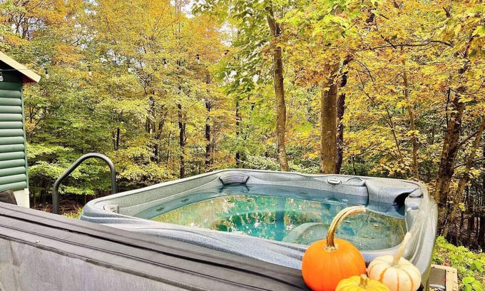 Smallwood Cabin | Chic Treehouse Cabin with Pedal Boat, SUPs, Lake Access, Hot Tub, BBQ & Fire Pit