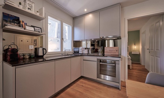 Unterseen Apartment | City Center Apartment with Mountain View, Historic Building, Old Town