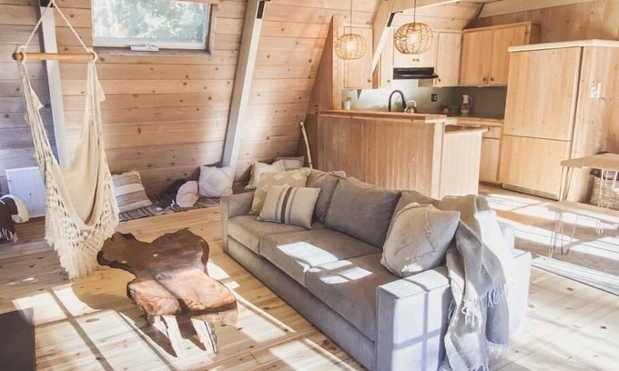Idyllwild Cabin | Clarity Cabin: A-Frame Sanctuary w Hot Tub, Fireplace, Grill, AC, Hammock Chairs