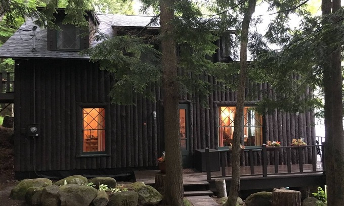 Long Lake Cabin | Classic Dryland ADK Boathouse On The Shore Of Long Lake