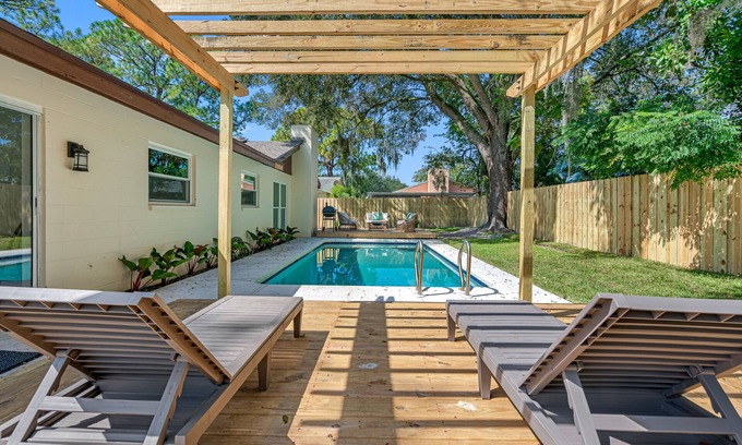Town N County Park House | Cloud Castles | Private pool, hot tub, and more in Tampa