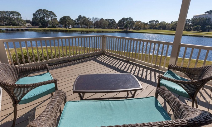 Sandestin Condo | Coastal Charm with Lake and Golf Course Views! Pool, Tram to Beach and Wharf.