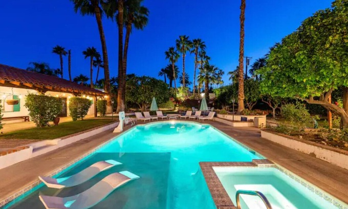 Old Las Palmas House | Colonial Spanish retreat in Old Las Palmas sleeps 8 pool, private lush gardens