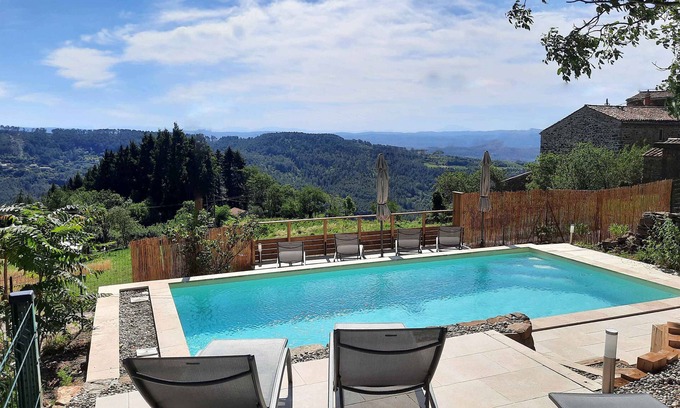 Chassiers House | Comfortable 4* South-Ardèche house, airco, heated pool, panoramic view