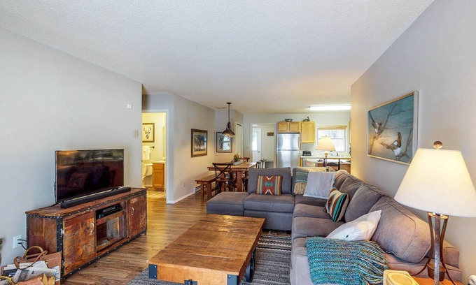 Big Horn Condo | Comfortable Big Sky condo with deck, W/D & WiFi - across the street from lift