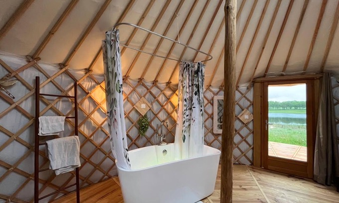 Verneuil Cabin | Comfortable yurt with lake view.