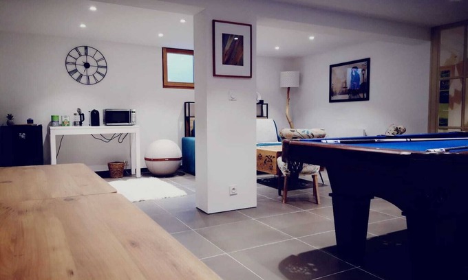Maxilly-sur-Leman Apartment | Complete accommodation with home cinema, pool table and private terrace.