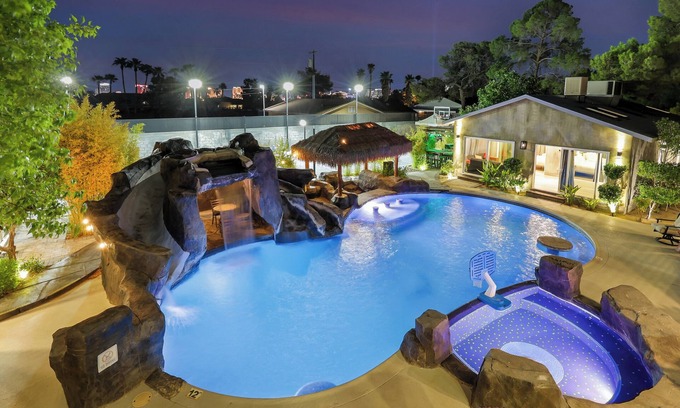 Las Vegas Villa | Contemporary Private Villa w/Pool, Sports Court & Near Strip!