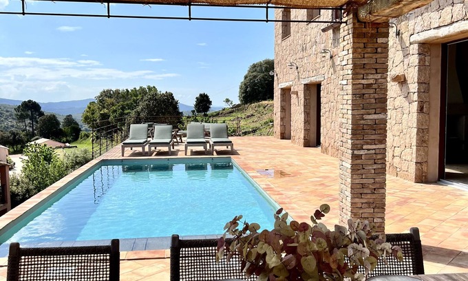 Piana Villa | Corsican stone residence “Anna” with sea view and private swimming pool.
