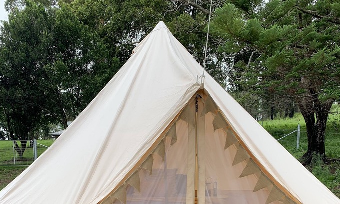 Killabakh RV Rental | Cosy glamping tent with mountain views… and friendly moos