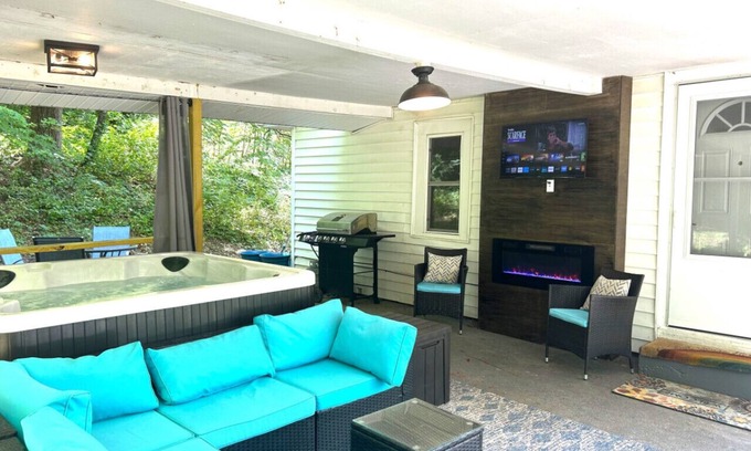 Candler Apartment | Cottage with hot tub, fire pit, game room/theater
