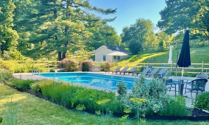 Ghent House | Country Estate Outside Hudson - Heated Extra Large Pool w/Outdoor Barrel Sauna