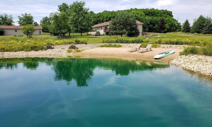 Green Lake House | Countryside oasis w/private beach, swimming pond, hot tub