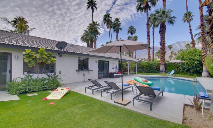 Araby House | Covered Patio, Pool & Games: Home in Palm Springs