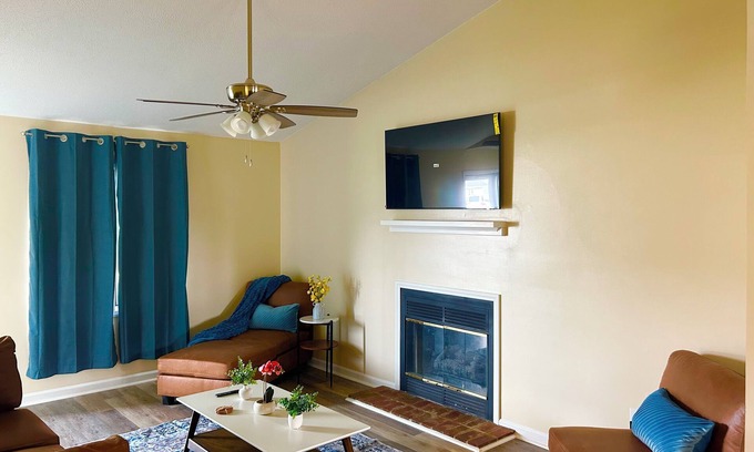 Greenville Condo | Cozy 2BR Retreat ,Gated Yard, Smart TVs & Coffee Bar!