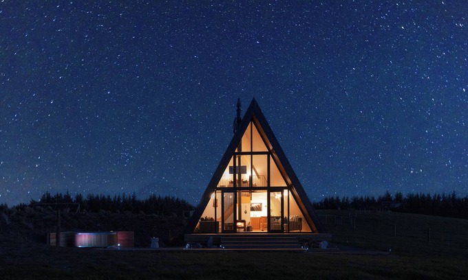 Hurunui District Cabin | Cozy A Frame Cabin located on a working sheep and beef farm with hot tub
