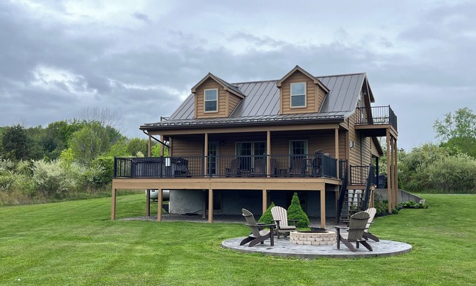 Himrod House | Cozy Chateau cabin with hot tub, pool table, and view of Seneca Lake, close to Wine trail