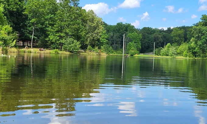 Dunlap Cabin | Cozy cottage @ private lake. Able to accommodate 3 travelers for summer season
